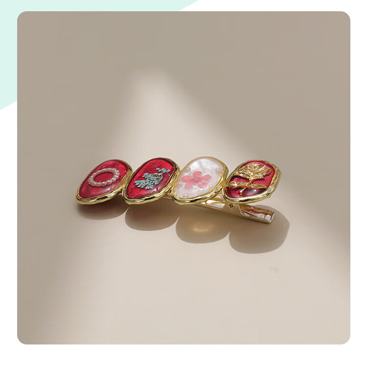 CHIMERA Qiji Red Hair Clip Side Clip Hairpin Bangs Clip Bridal Hair Accessory 6.1 Children's Day Gift 7