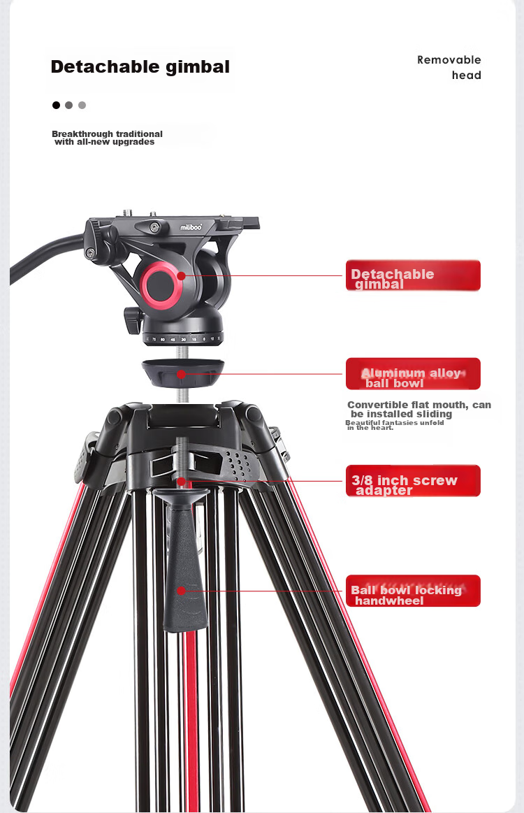 Milibo MTT615A Camera Lightweight Aluminum Alloy Tripod, Portable Photography Tripod for Mirrorless And DSLR Cameras, Bird Photography Camera Stand with Hydraulic Pan Head Kit 12