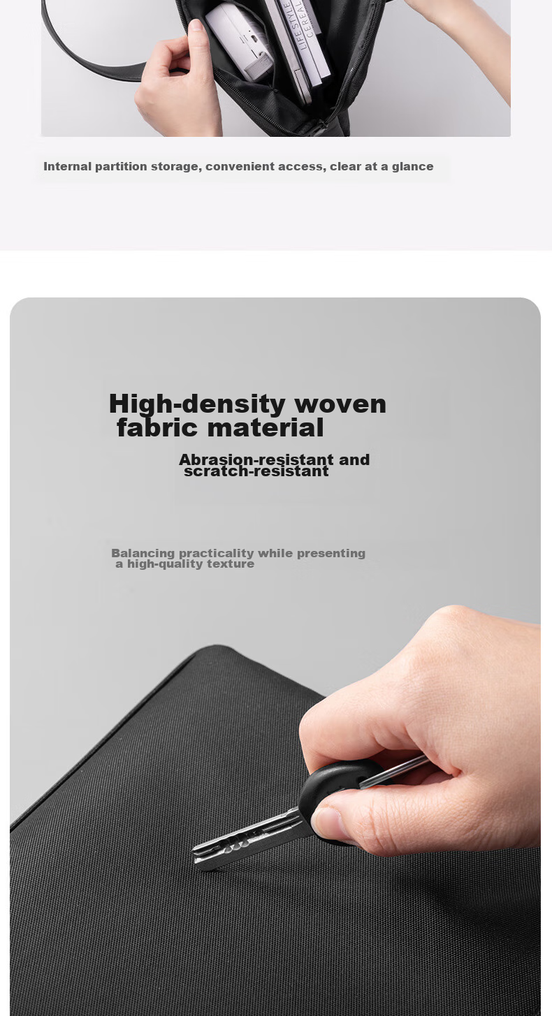Deli [Super Popular] Briefcase, Business Casual Handbag for Men And Women, Professional Document Bag/Polyester Tote Bag/Document Case/Laptop Bag, Black 8