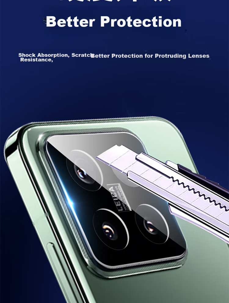 ESCASE Xiaomi 14 Camera Lens Protector, High-Definition Tempered Glass Film, AR Anti-Glare Full Coverage Phone Rear Camera Protective Film, Shockproof, Anti-Fingerprint, Ultra-Thin Glass Screen Protector 6