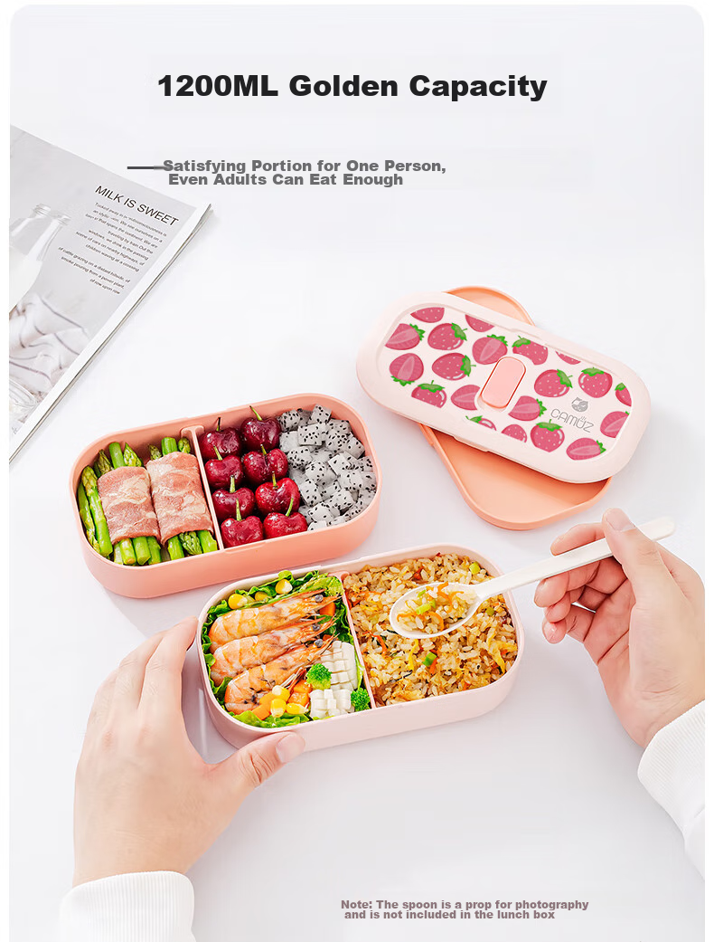 CAMUZ Bamboo Fiber Lunch Box Japanese Style Double-Layer Bento Box Microwave Safe Dishwasher Safe 1200ML Cheese Set 13