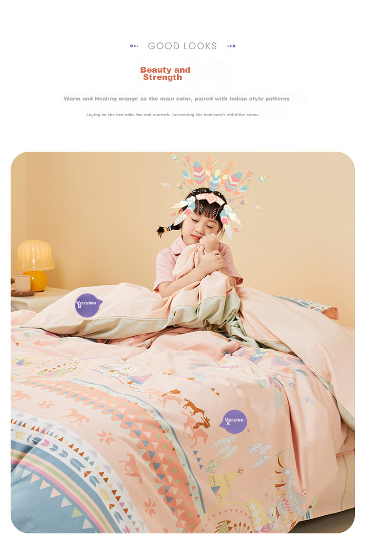 Luolaikids Four-Piece Set, Maternal And Infant Class A Pure Cotton Thickened Brushed Duvet Cover Bed Sheet Pillowcase Pure Cotton Quilt Cover, 220*250 8