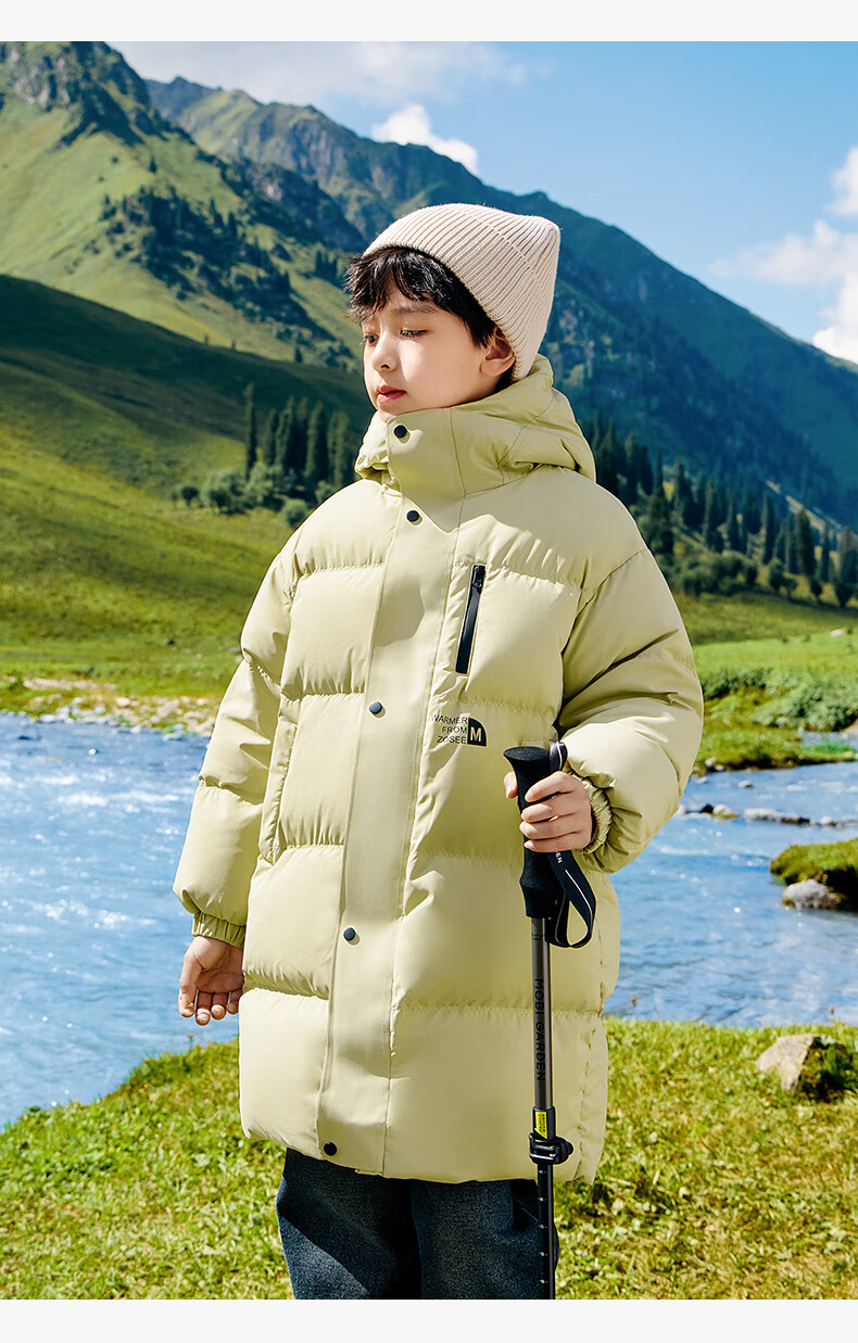 Zuoxi Boys' down Jacket, Long Style, Thickened New Design, Children's White Duck Down, Extreme Cold Black Gold Coat, Black, Size 110, New Year's Outfit 27