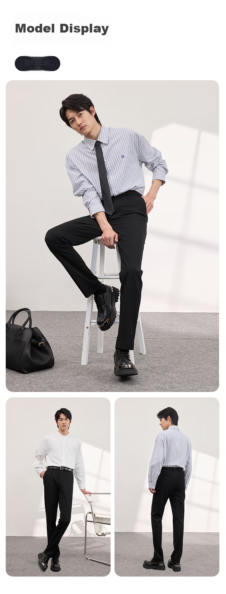JD Original Men's Dress Pants, Casual Straight-Leg Wrinkle-Resistant Fleece-Lined Suit Trousers, Gift for Men, Black, Size 35 13