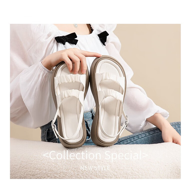 ZHR Roman Sandals for Women, Summer Height-Increasing Slippers, Outdoor Wear, Single-Strap Women's Shoes, 2026 New Style JF10T, Beige, Size 36 24