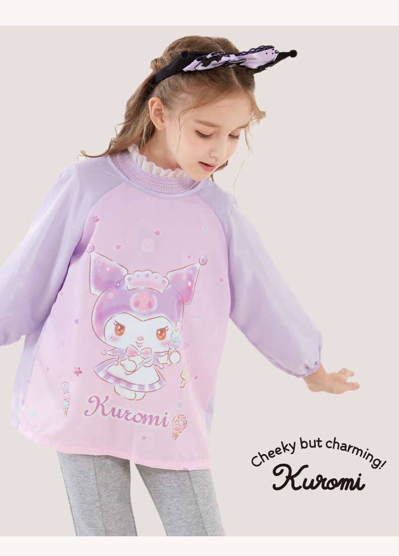 Hello Kitty Children's Smock, Reverse-Wear Bib, Baby Eating Apron, Drawing Smock, Waterproof Bib, U4055 Pink, M Size 5