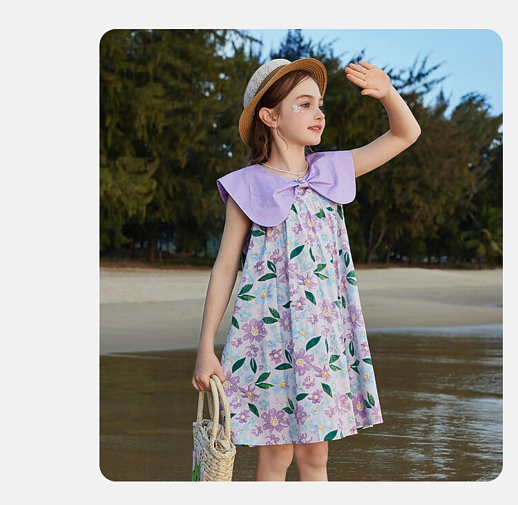 ASK JUNIOR Girls Summer Dress Lightweight Breathable Vacation Princess Dress 10