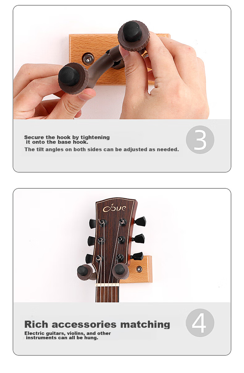 Maneryuepu Guitar Hook, No Drilling Required, Acoustic Guitar Ukulele Violin Wall-Mounted Hanger Bracket, Guitar Accessory 9