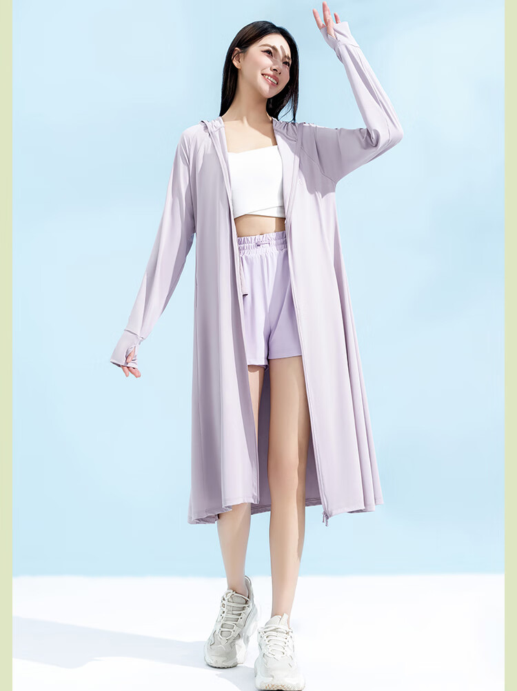 Yishangmei Long Sun Protection Coat for Women, Spring/summer 2026, UV-Resistant Full Body Sun Protection Clothing, Ice Silk Cool-Touch Jacket, Outdoor Wear, Black F 12
