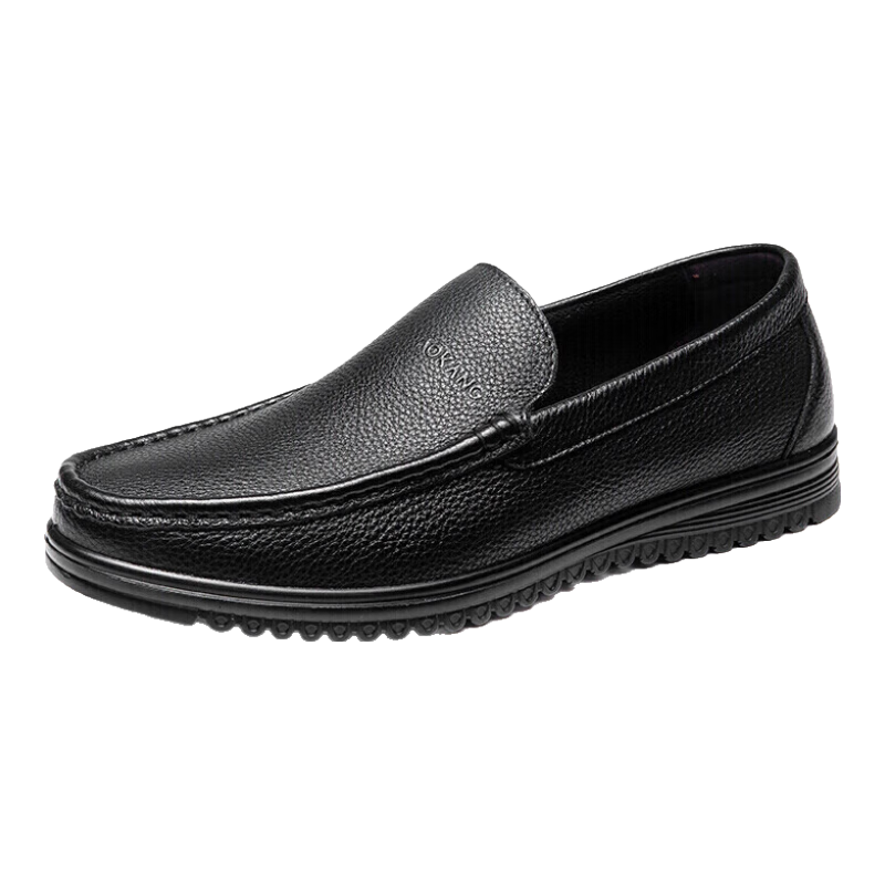 Aokang Business Formal Shoes Slip-On Simple Leather Shoes Comfortable Low-Top Shoes Black Size 42