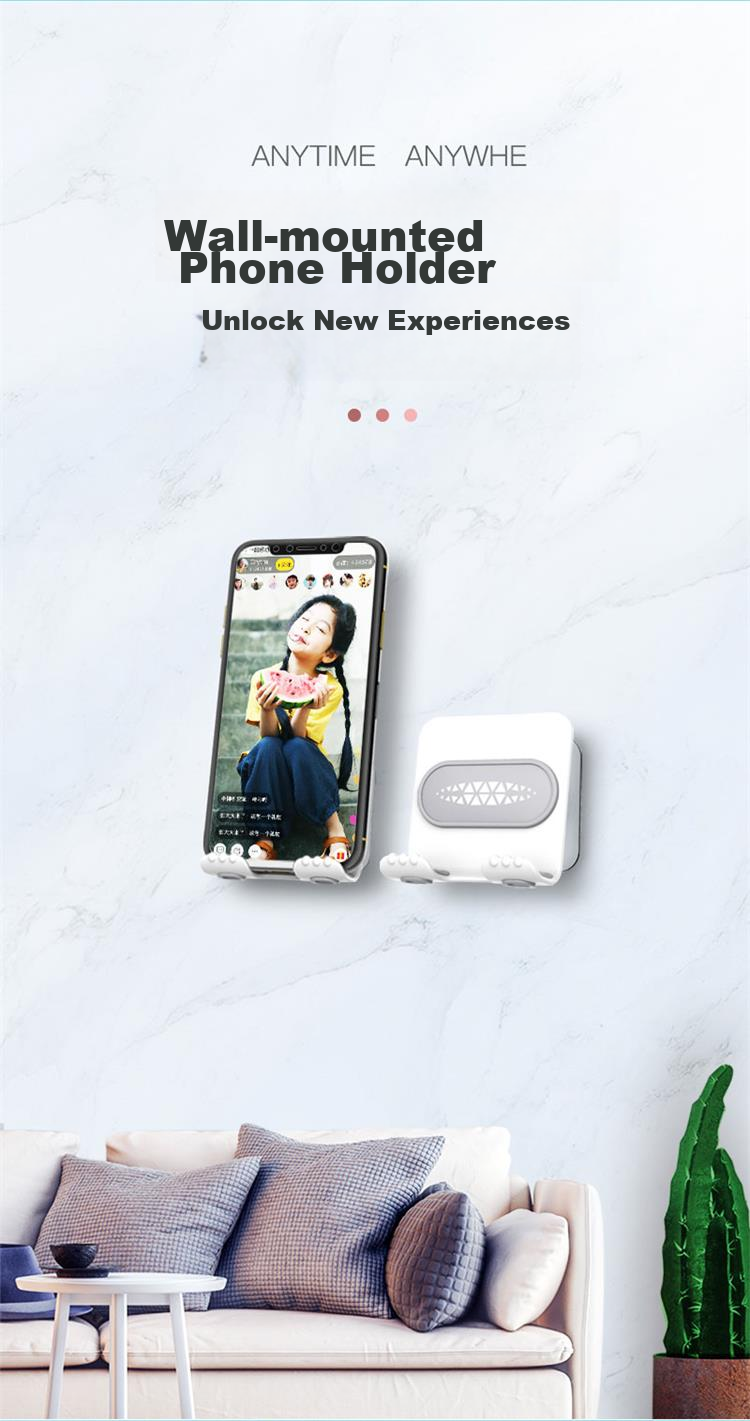 ZiTai Wall-Mounted Phone Holder for Bedroom Bedside Bathroom Kitchen Toilet, Adhesive Wall-Mounted Support Bracket without Drilling, Universal Base for Phones And Tablets, White 3