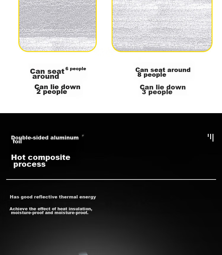 JAJALIN Moisture-Proof Mat, Waterproof Tent Pad, Outdoor Thickened Picnic Mat, Double-Sided Aluminum Film Crawling Mat, 150CM X 200CM 9