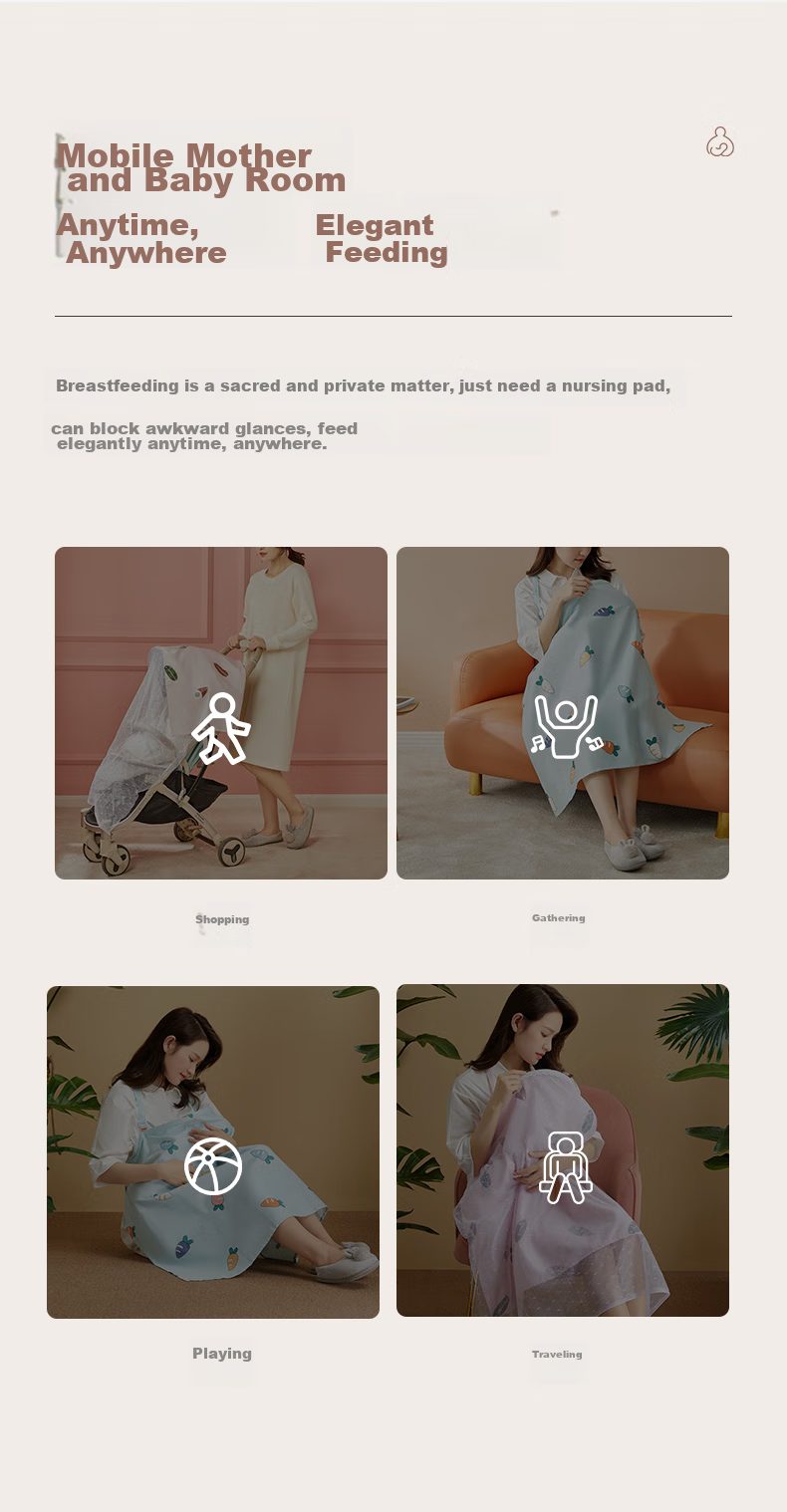 Shiyuejiejing Nursing Pad, Multifunctional Breastfeeding Cover for Outdoor Use, Anti-Exposure Nursing Cover, Whale Dream 4