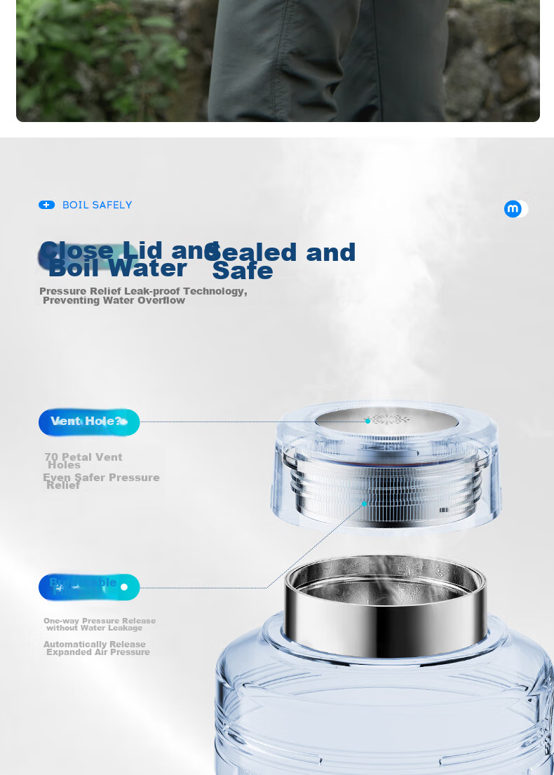 Morphyrichards Portable Electric Kettle, Large Capacity Household Water Boiler, Outdoor Travel Vacuum Insulation Stainless Steel Anti-Scalding Water Cup, Electric Hot Water Pot MR6061 Blue One's Member 15