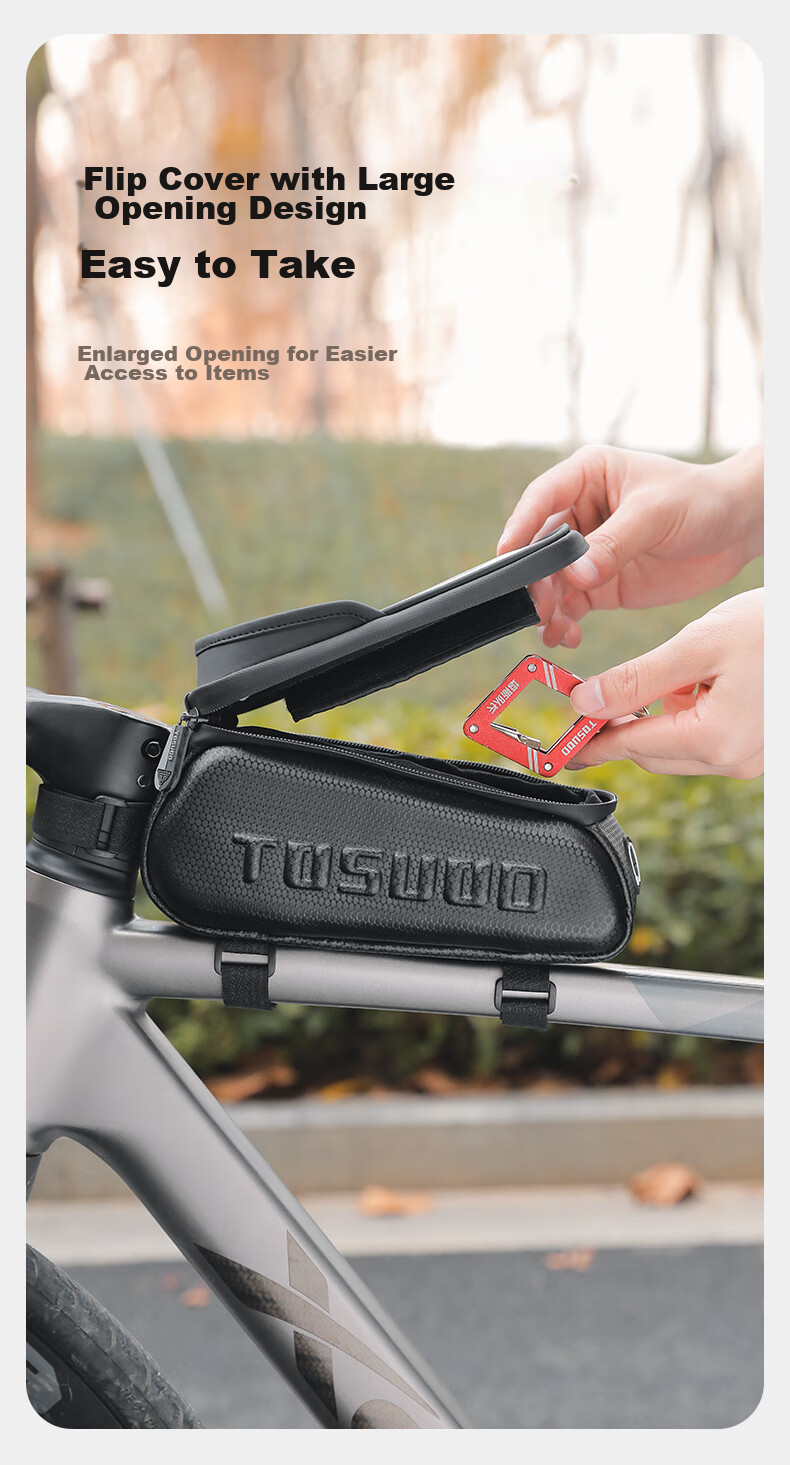 TOSUOD Bicycle Front Frame Bag Phone Tool Storage Bag Mountain Road Bike Top Tube Bag Cycling Gear 2.0L 11