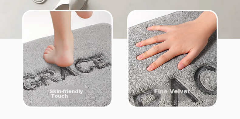 Grace Bathroom Mat, Non-Slip Absorbent Memory Foam Bath Mat, Foot Pad 40x60cm, Premium Gray 4