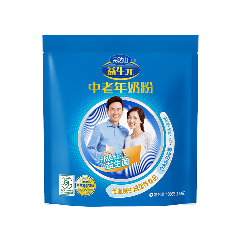 完达山益生元中老年奶粉硒生牛乳0添加白砂糖低GI(新老包装发货)400g