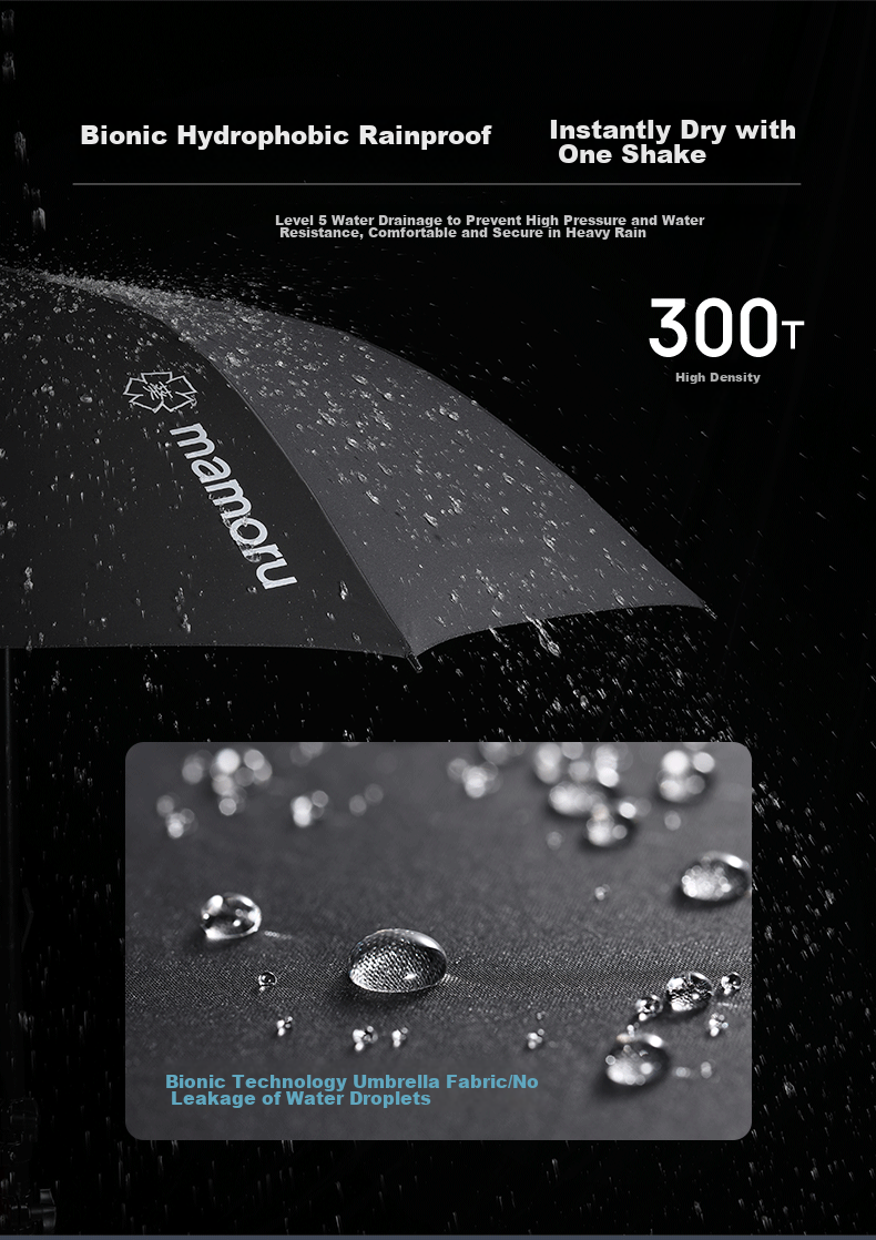 MAMORU Straight Handle Thick Umbrella, Large Size Windproof Automatic Umbrella for Men, Business Use, Black, 135cm 10