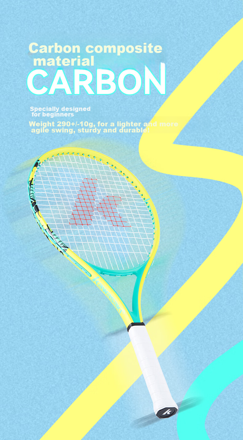 KAWASAKI Tennis Racket, Carbon Fiber, Adult Professional Beginner Single Racket SA-100 Navy Blue (Pre-Strung) 3
