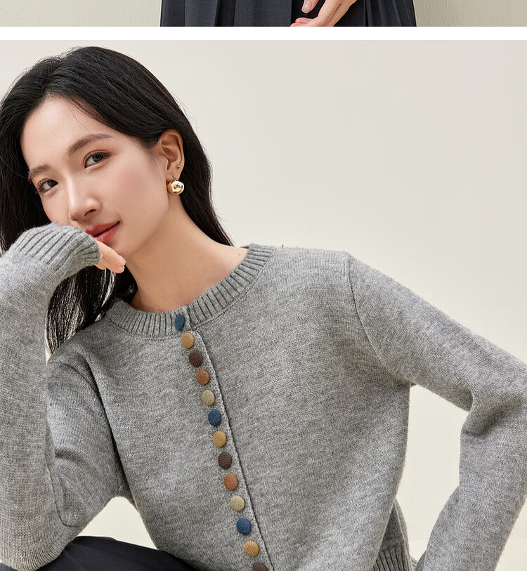 Sentubila Premium Knit Cardigan Women Autumn Winter Loose Slim Fit Petite Long Sleeve Jacket Top Dark Navy JM 18