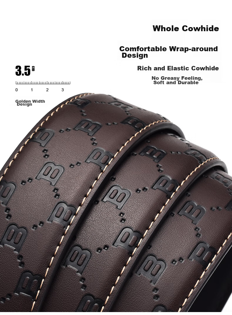 LAORENTOU Men's Leather Belt with Automatic Buckle, Waist Belt for Young And Middle-Aged Men, Birthday Gift for Boyfriend, 115-125cm 8