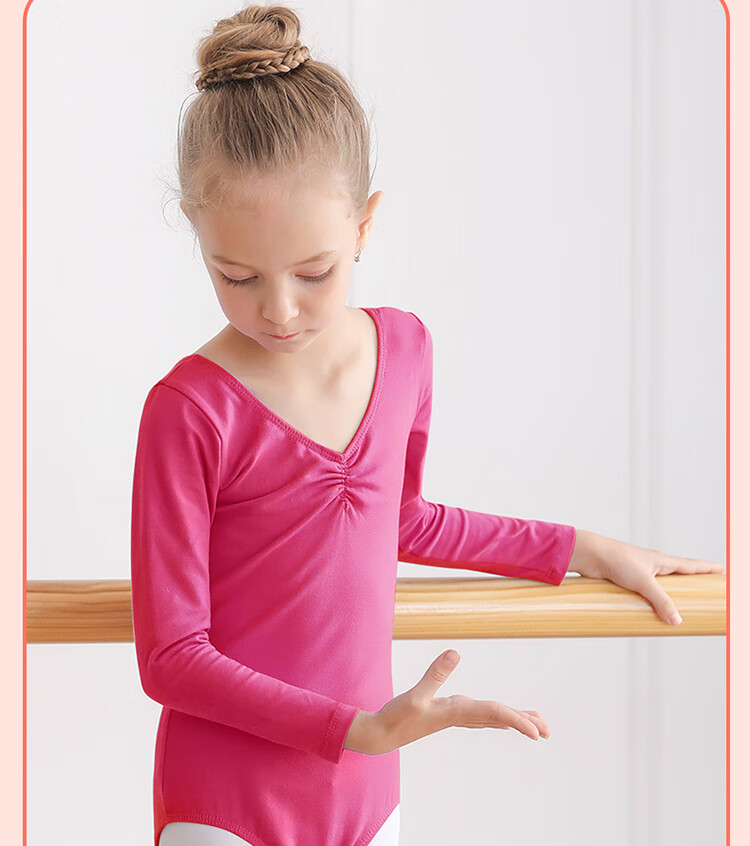 Aiwuge Children's Dance Leotard, Girls' Ballet Practice Outfit, Long-Sleeve One-Piece Dance Costume for Girls, Exam Uniform, Size 130 16