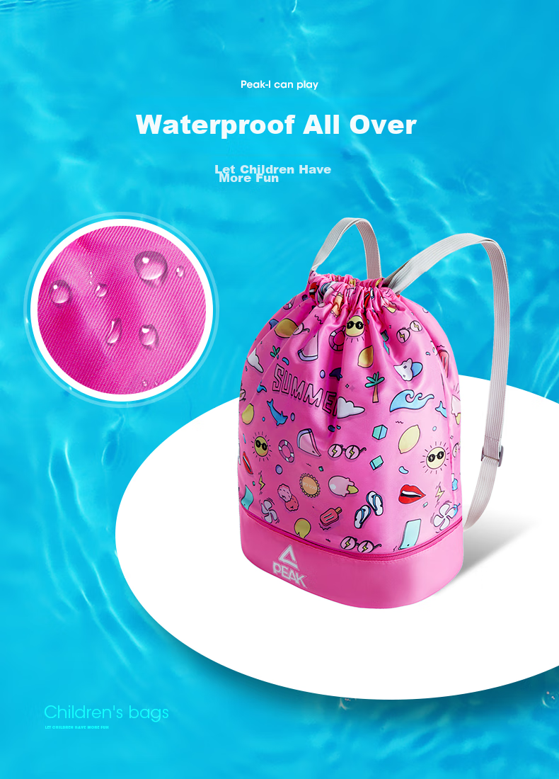 PEAK Children's Dry-Wet Separation Swim Bag, Waterproof Beach Portable Large Capacity Storage Bag, Drawstring Backpack YS41102 Blue 7