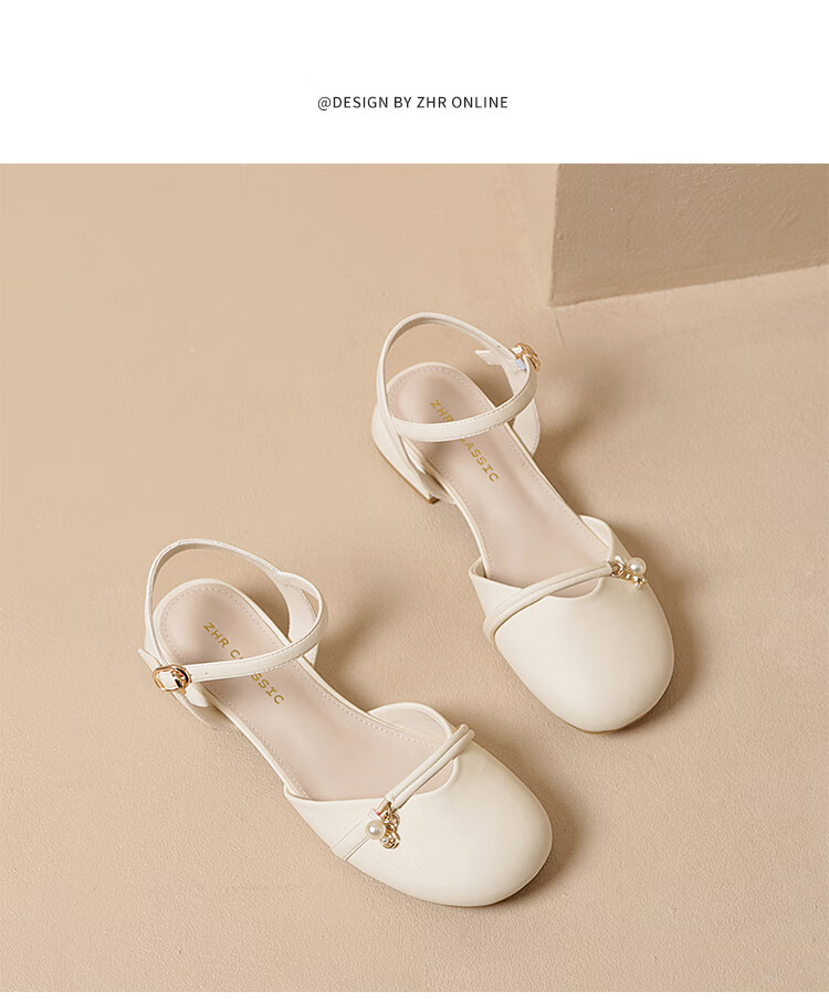 ZHR Women's Summer Sandals with Closed Toe And Chunky Heel, Elegant And Sweet Style Versatile Women's Shoes Y767 Beige 35 13