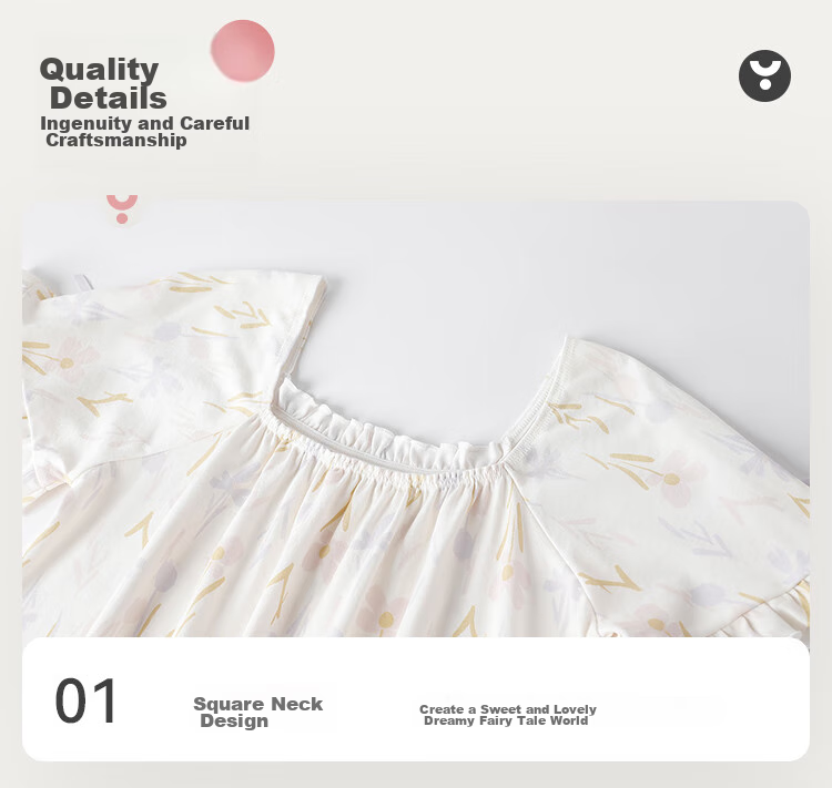 YEEHOO [Pure Cotton] Girls' Fairy Tale Style Nightgown, Home Wear, Children's Sleepwear 6