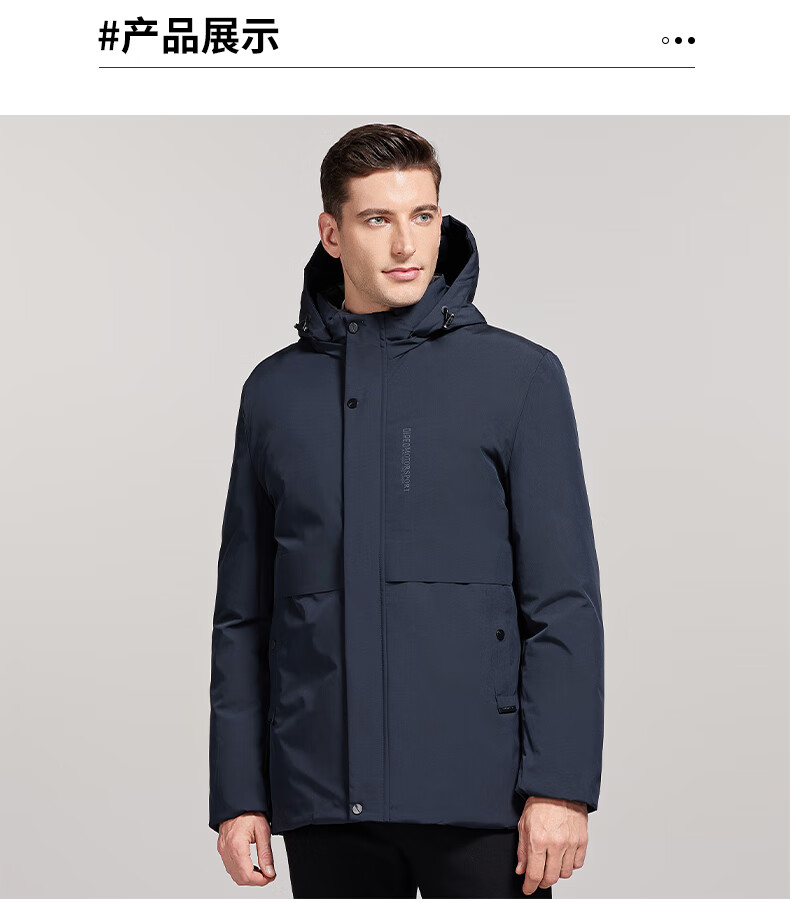 ROMON Men's Winter Trendy Business Cotton Padded Jacket Warm Cotton Coat Middle-aged and Elderly Dad Style MF78 Black 4XL 5