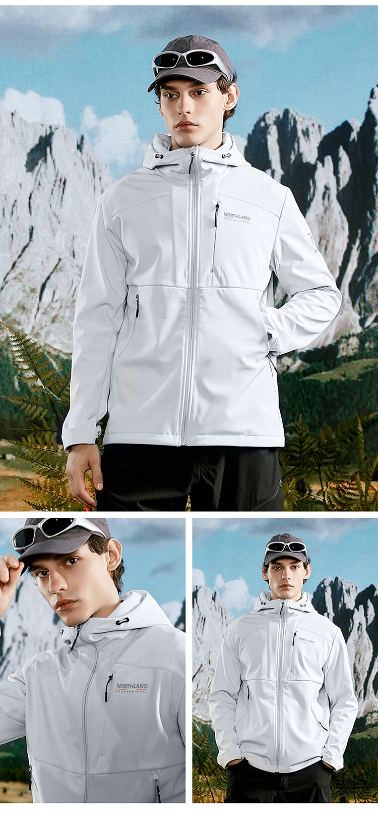 NORTHLAND [Baihulin] Outdoor Men's Windproof And Water-Resistant Soft Shell Jacket for Hiking And Mountaineering, Triple Protection Oil-Proof And Stain-Resistant Coat 14