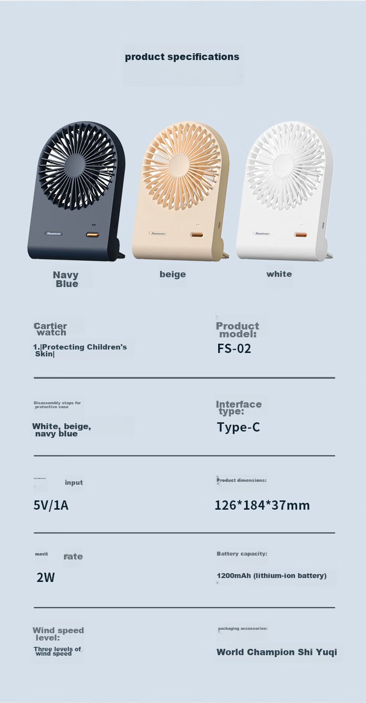 Newmine Mini Desktop Fan, Portable Wall-Mounted Fan, Compact Electric Fan for Office, Student Dorm, Bedside, Powerful Handheld Small Fan, White 11