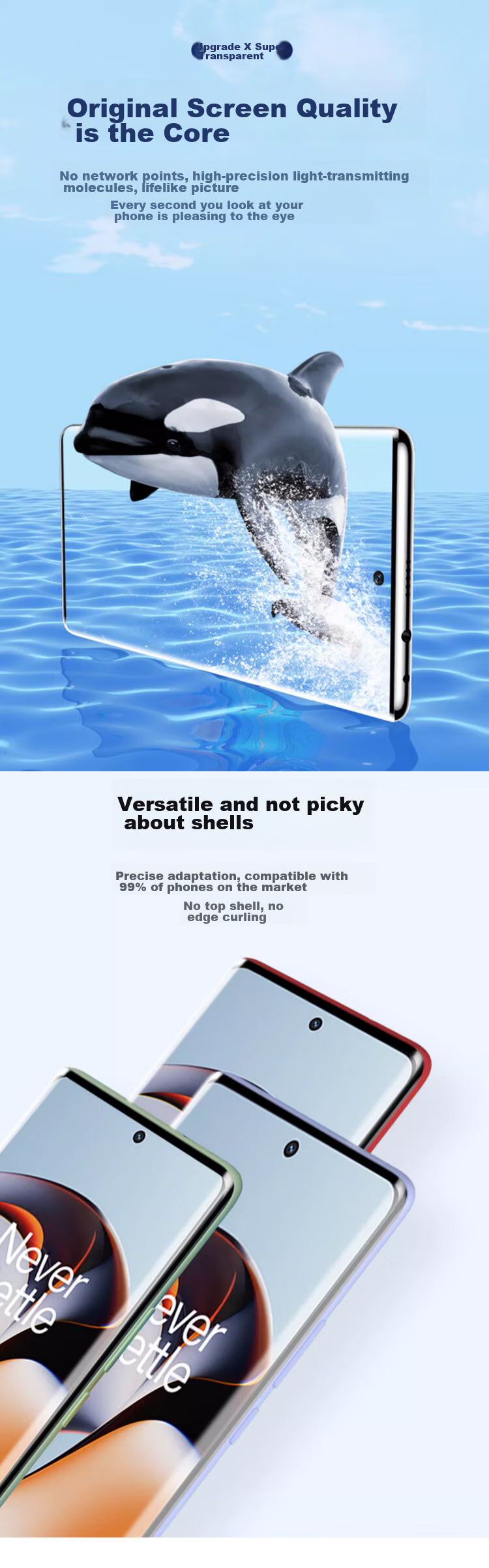 MAIKUQI Compatible with OPPO Find X7/Jiege Ace3/Ace3 Pro Universal HD Hydrogel Film Full Screen Anti-Scratch HD Anti-Fingerprint Drop-Resistant Protective Film [2-Pack] 4