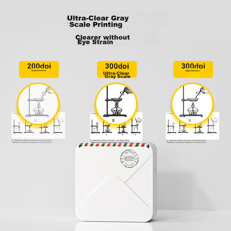 MR.IN M02SH 2-Inch Ultra-Clear Gray Scale Error Printer with Adhesive, Perfect for Primary And Secondary School Students' Error Correction without Copying, Compact Home Mini Learning Printer