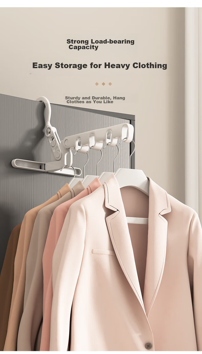 JAJALIN Foldable Travel Hanger, Mini Wall-Mounted Clothes Rack, Suitable for Window Guards, Behind Doors, And Windowsills, Random Color 4