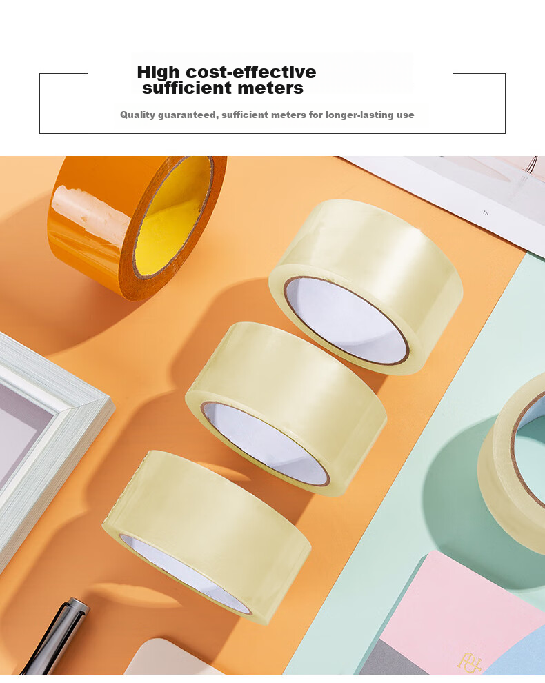 Jinghuisichuang Packing Tape, Transparent Tape, 45mm*100y*50μm, Stretch-Resistant, Highly Transparent 5
