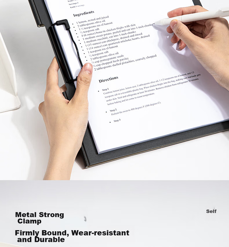 Deli A4 Landscape Folding Clipboard Meeting Folder File Organizer Student Poetry Recitation Contract Clipboard Exam Paper Storage Folder Menu Holder Office Supplies Fashionable 5011 Black 6