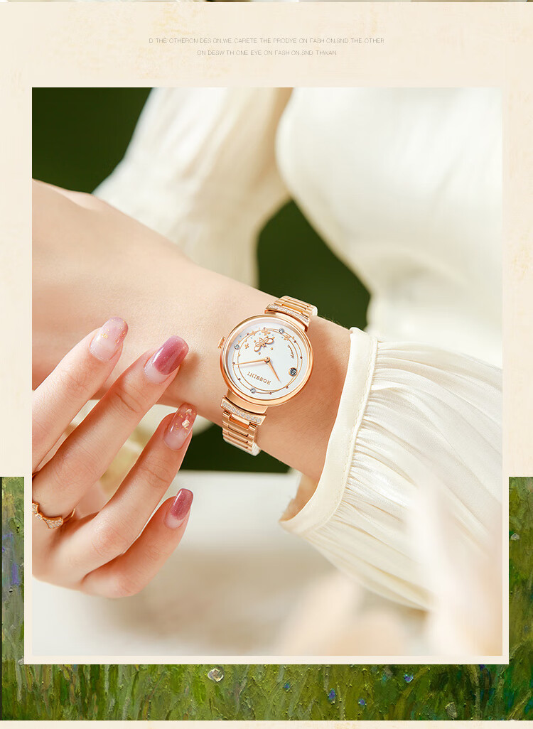 ROSSINI Women's Automatic Mechanical Watch with White Dial And Steel Strap, Birthday Gift for Girlfriend, Chinese Brand, Water-Resistant, Luminous 6