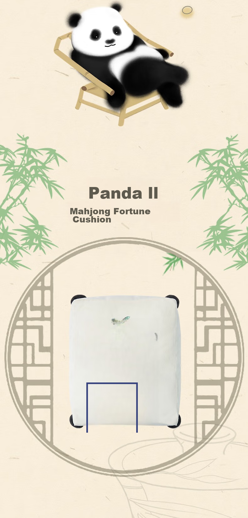 Tbh Panda Puff Mahjong Cushion, Office Pillow, Bedside Double-Sided Car Backrest, 38*30cm 2
