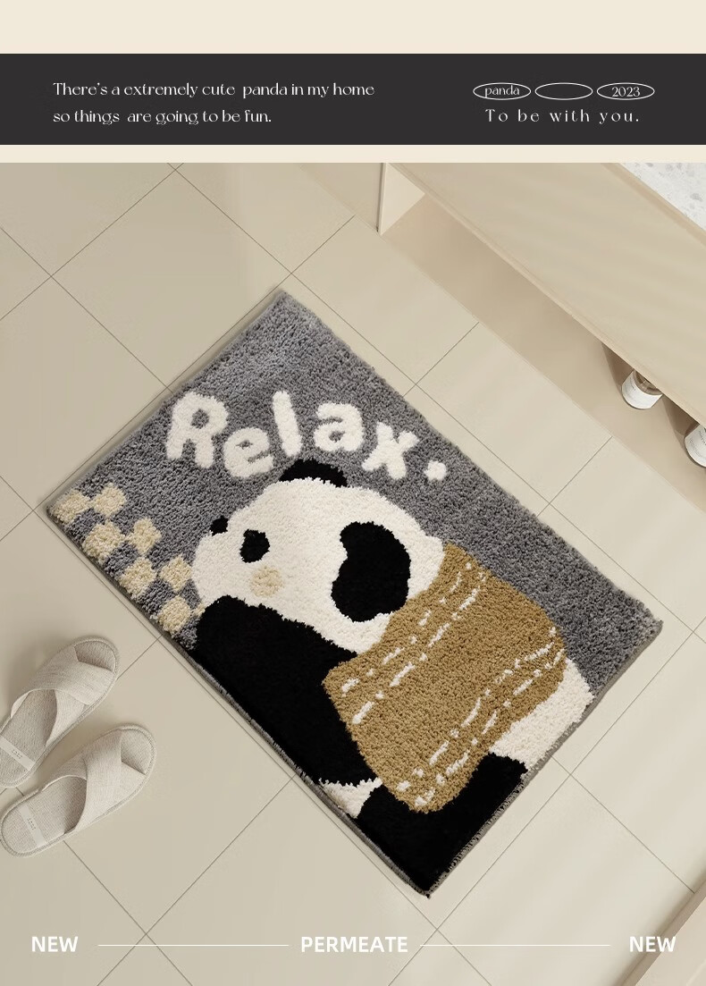 Cute Panda Plush Non-Slip Absorbent Bathroom Floor Mat for Home Toilet Entrance 9