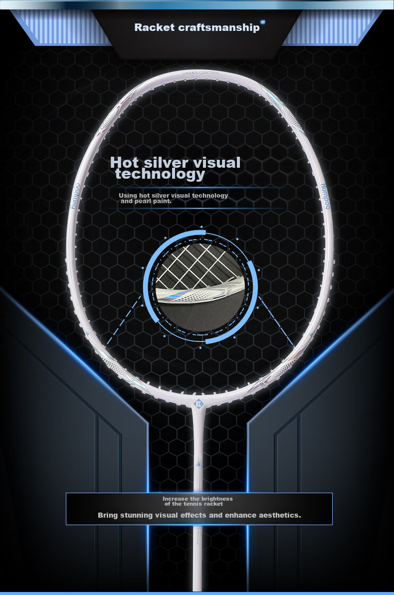 KUMPOO Badminton Racket, Full Carbon Ultra-Light, Versatile for Attack And Defense, Ready-To Racket KN993, Crystal Blue 9