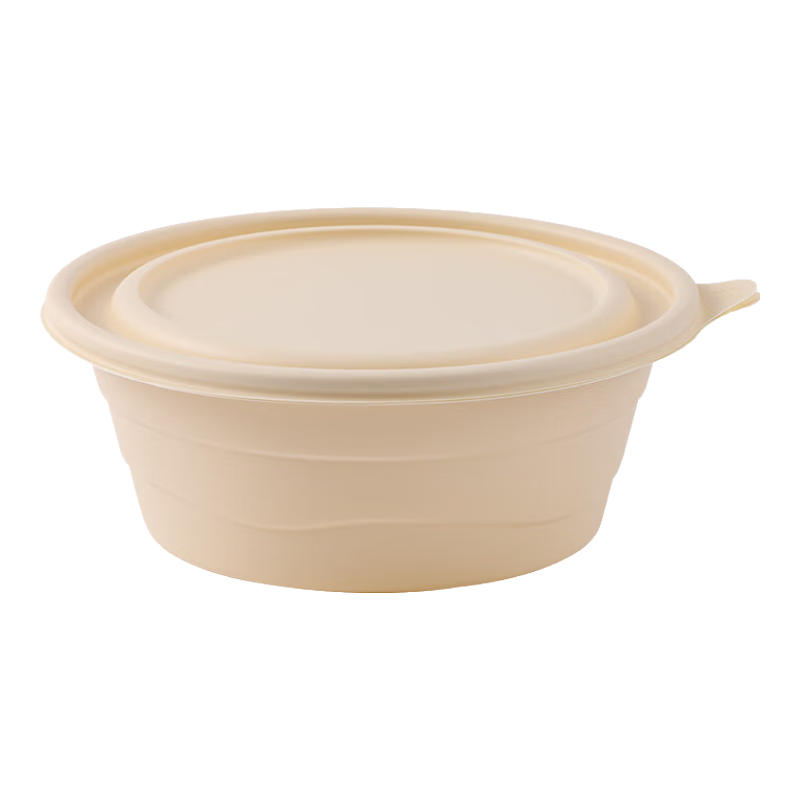 BJ Disposable Biodegradable Corn Starch Round Food Containers, 1000*20 Set, Food-Grade Takeout Boxes, Microwave Safe