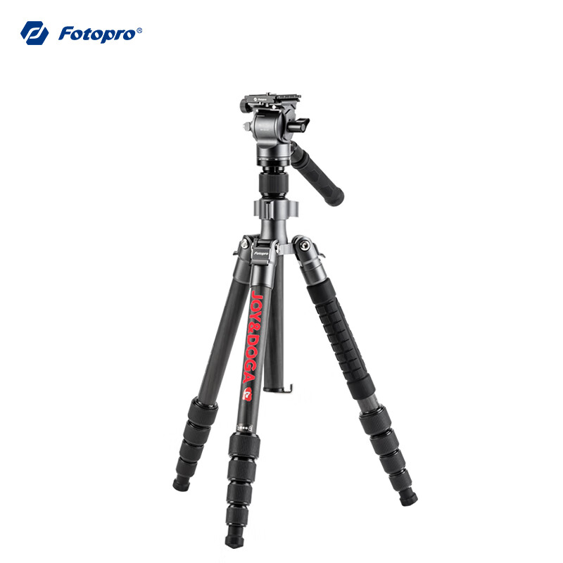 Fotopro X-4CN VIDEO Hydraulic Video Head, Adjustable Monopod, Carbon Fiber Camera Photography Video Shooting Tripod, Red
