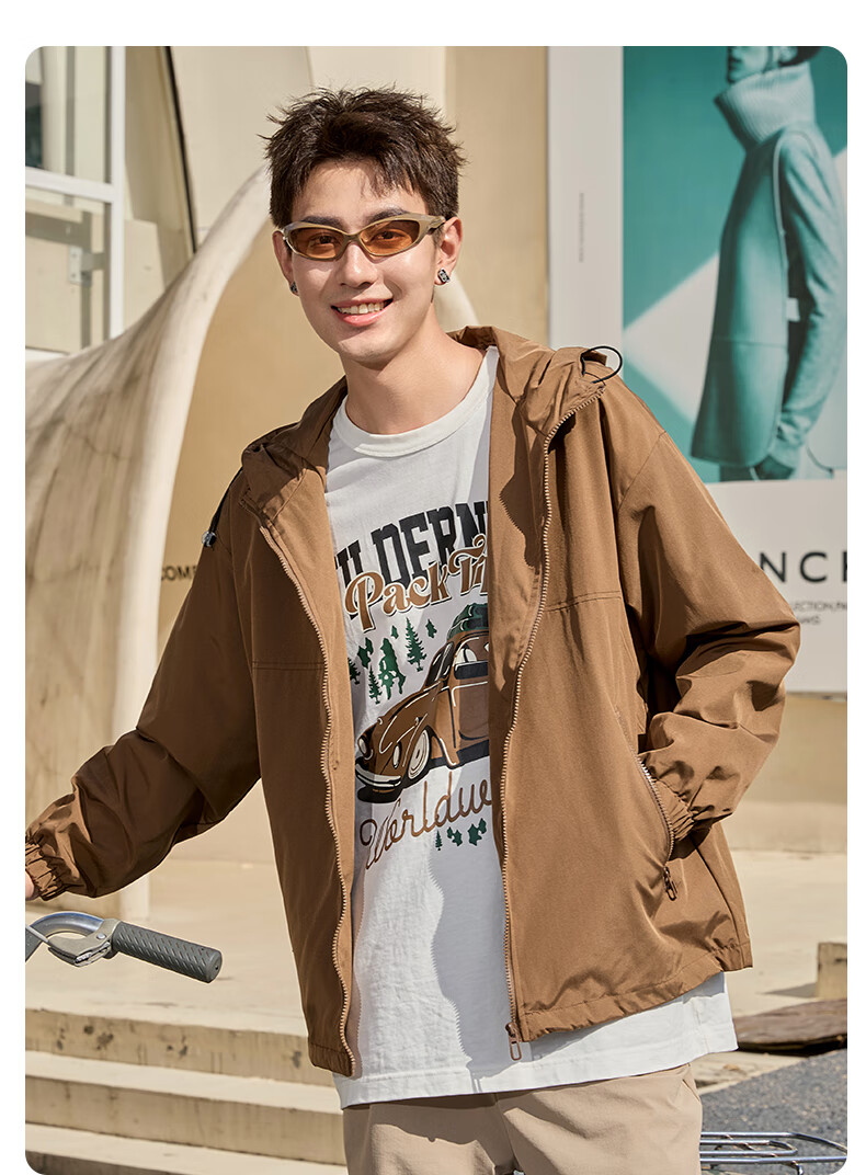 Baleno Jacket for Men And Women, Spring And Autumn Fashion Simple Windproof Casual Hooded Jacket, Loose Versatile Zip-Up Cardigan Spring Outfit 23