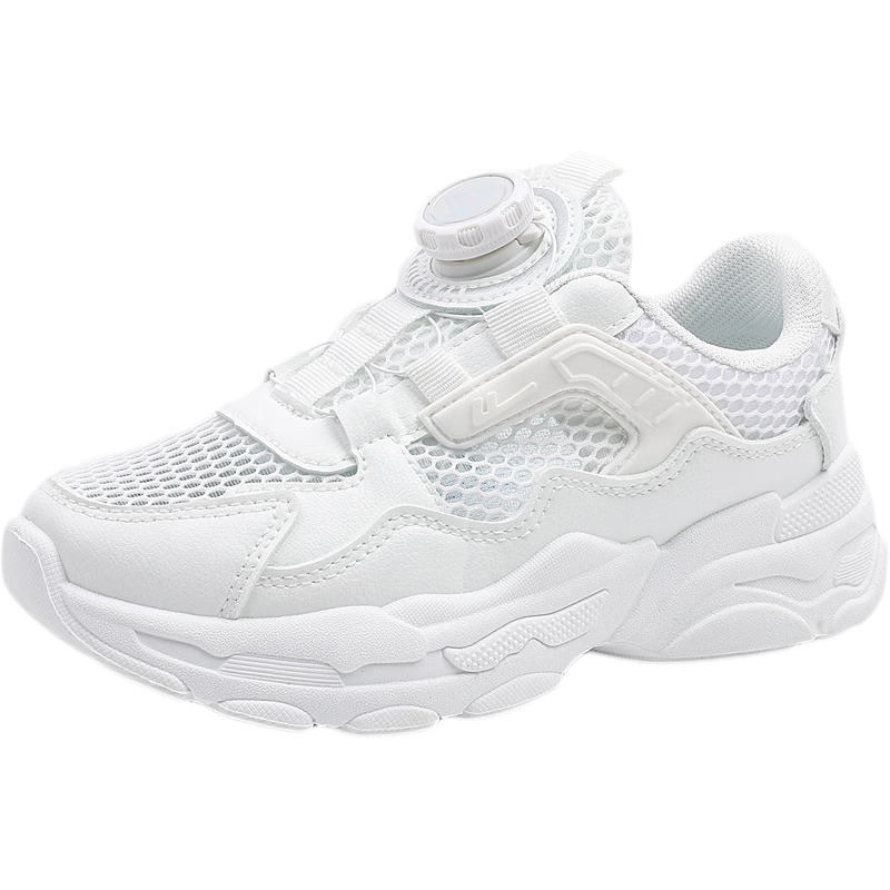 Warrior Summer Children's Running Shoes Breathable Mesh White Sneakers Dad Shoes WZ(CL)-0649 White 35