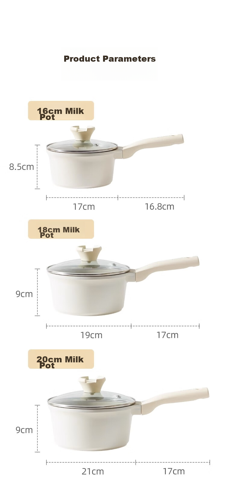 REDCHEF Ceramic Milk Pot with Titanium Baby Food Pot 18cm Infant Small Milk Pot Non-Stick Bottom for Gas Stove And Induction Cooker 21
