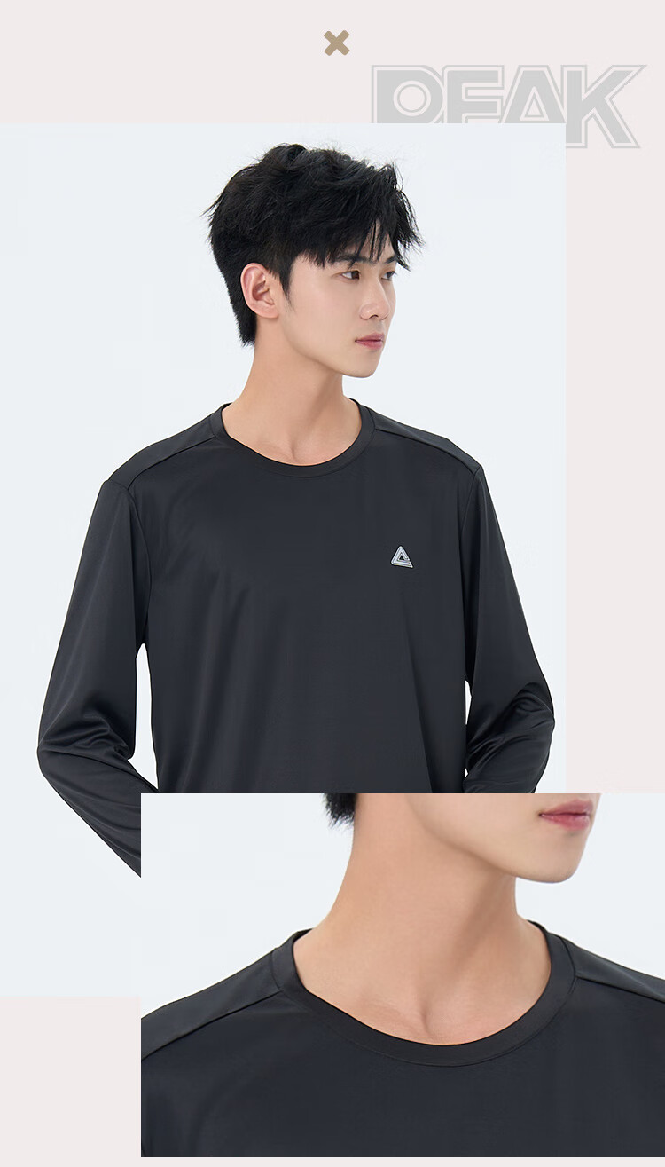 PEAK Sports Sweatshirt, Fitness Wear for Men, Loose-Fitting Casual Round Neck Top, Solid Color, Long Sleeve, without Hood, White, Size L 2
