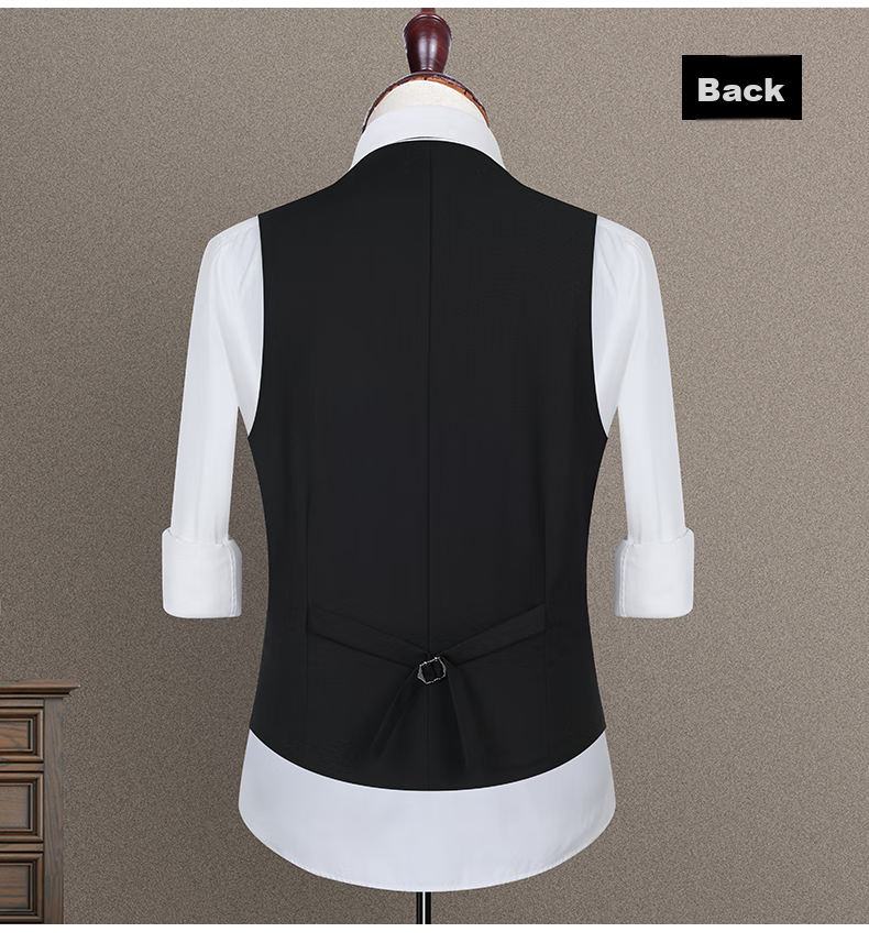ROMON Suit Vest for Men, Slim Fit Business Professional Work Attire, Wedding Groom Waistcoat Vest, Men's Suit Jacket 16
