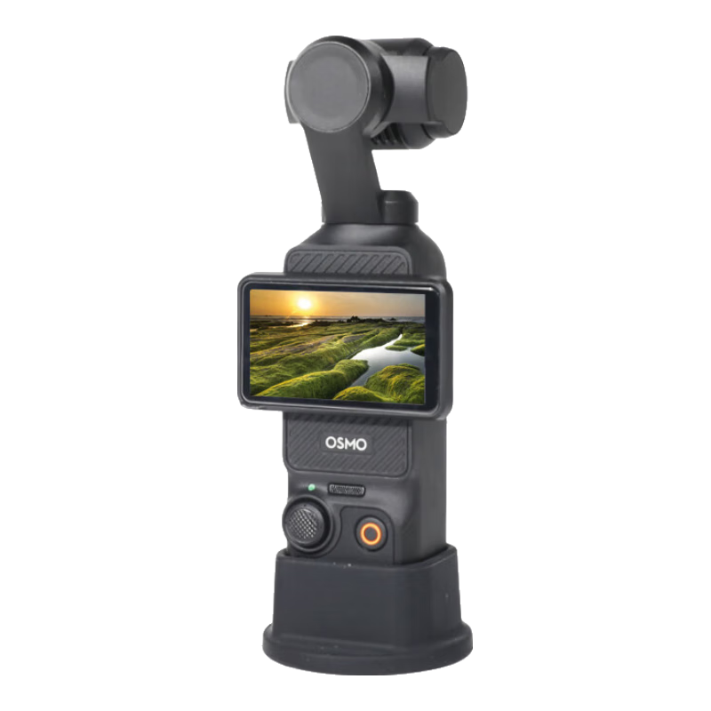 Qiye Fixed Base Desktop Stand Compatible with DJI Pocket 3 Gimbal Camera, Lingshou 3 Accessory, Pocket 4 Non-Slip Silicone Pad