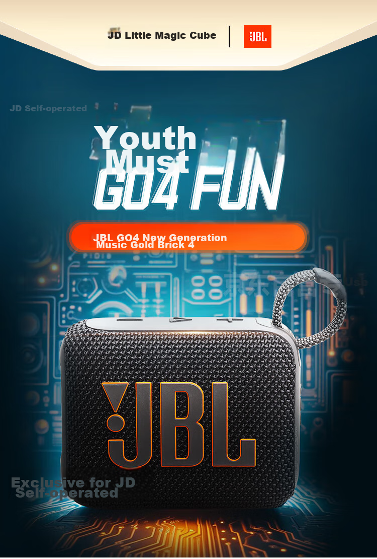 JBL GO4 Music Gold Brick Fourth Generation, Bluetooth Speaker, Outdoor Portable Speaker, Mobile And Computer Speaker, Subwoofer, Cycling And Running, Gift Recommendation, Jazz Blue 1
